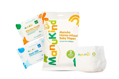 ManuKind Baby Starter Kit Size 2, 8-15 lbs, With Manuka Honey Diapers And Wipes