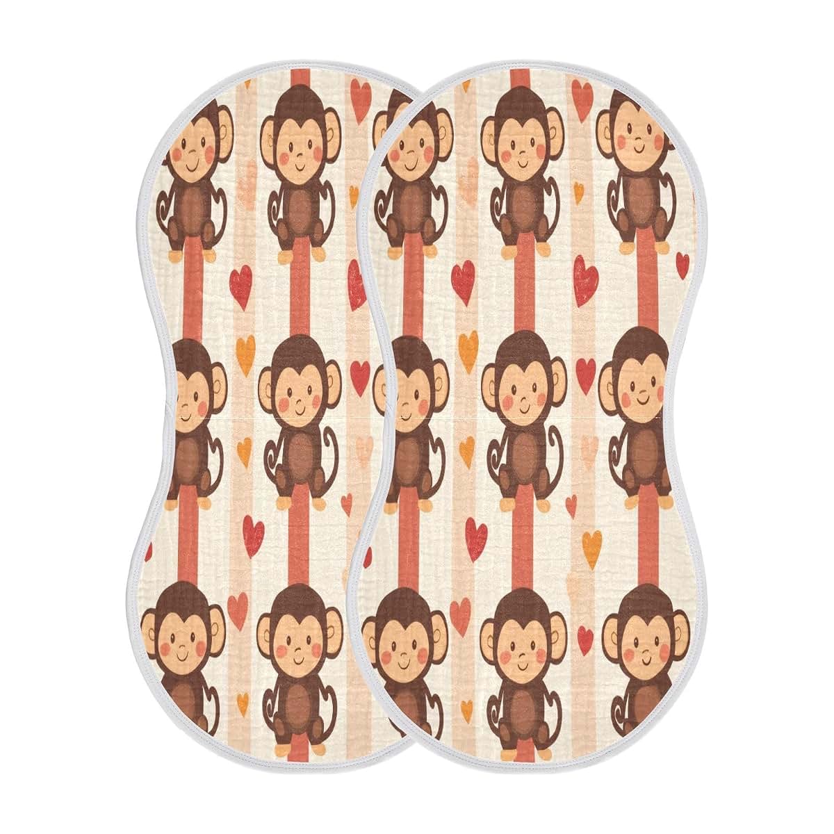 GOODOLD Monkeys Muslin Baby Burp Cloths Set, Cotton, 2 Pack