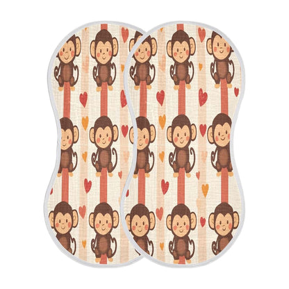 GOODOLD Monkeys Muslin Baby Burp Cloths Set, Cotton, 2 Pack