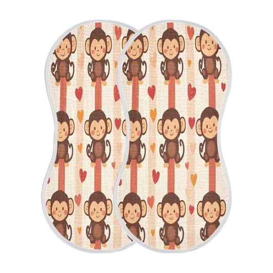 GOODOLD Monkeys Muslin Baby Burp Cloths Set, Cotton, 2 Pack