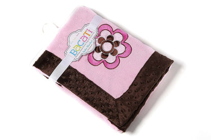 Bacati Damask Pink and Chocolate Velor Baby Blanket