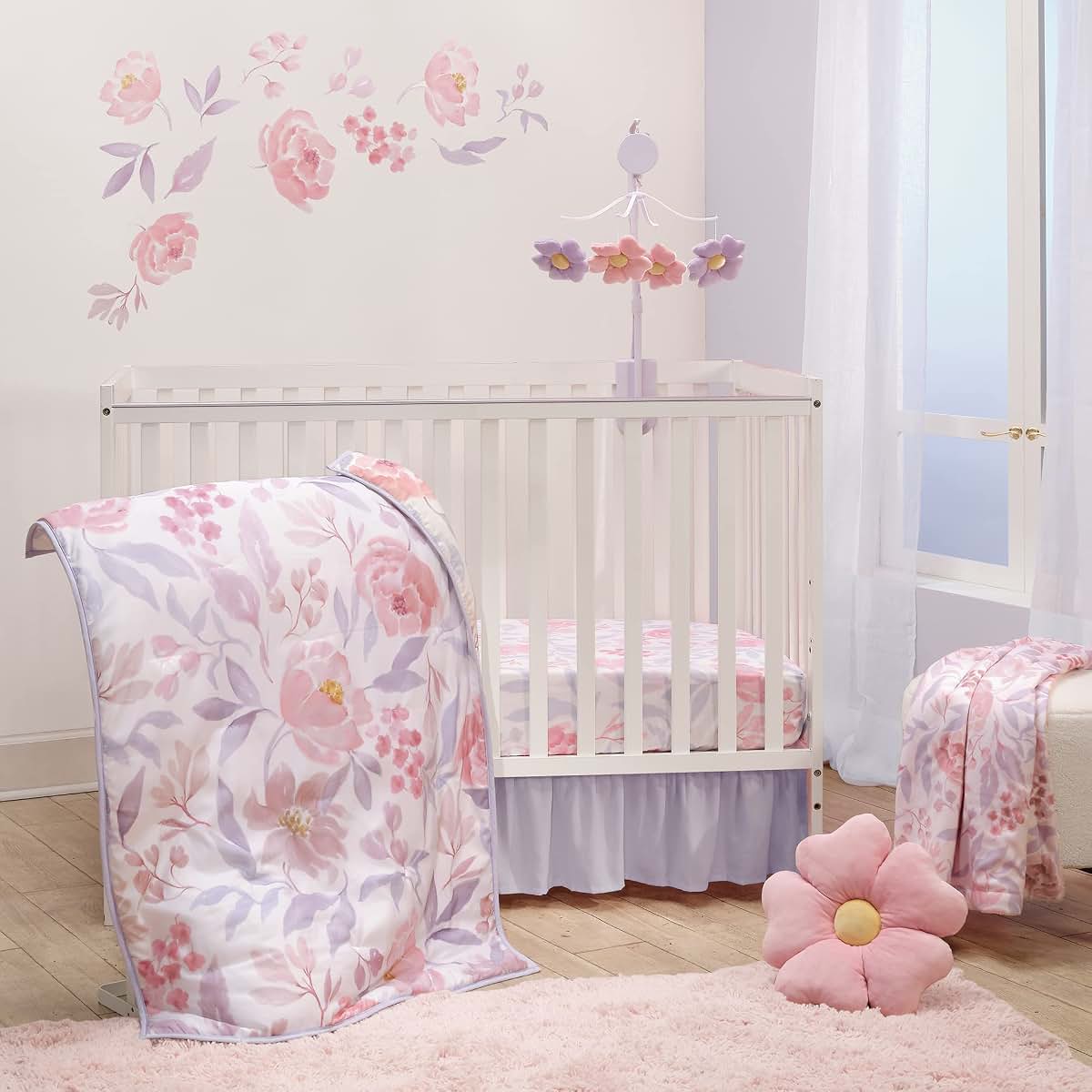 Bedtime Originals Lavender Floral 3-Piece Baby Crib Bedding Set