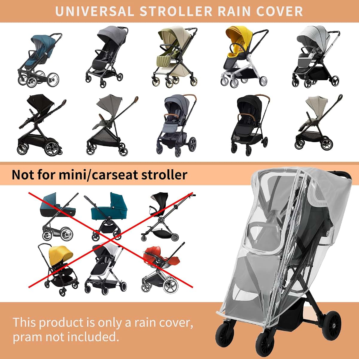 Yoamez Stroller Rain Cover for Graco Modes and FastAction