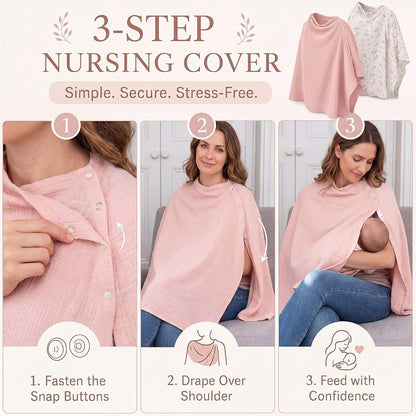 CrystalSylara 2 Pack Muslin Nursing Cover in Floral Pink (photo 4)