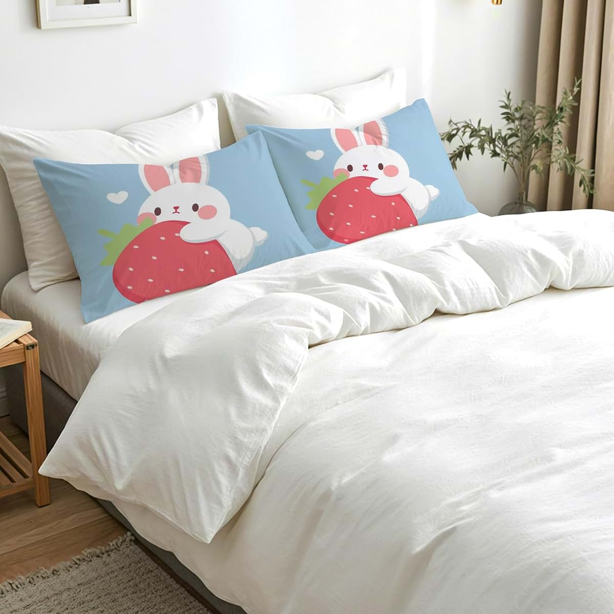 Bunny Pillow Cases Set of 2 - Soft Microfiber Standard Size
