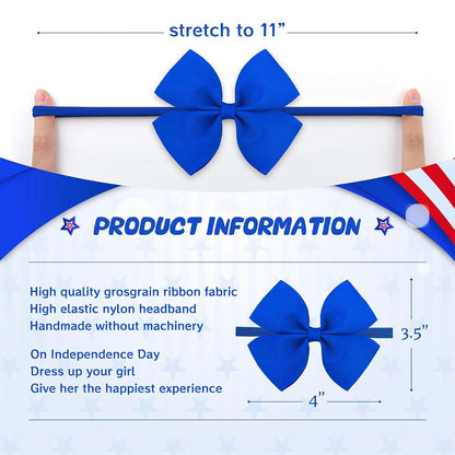 ONENINEDREAM 4th of July Baby Bows Patriotic Headband Set of 2 Red Blue