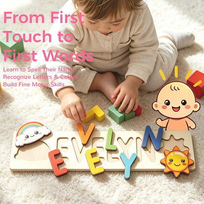 CSPGXQ Personalized Wooden Name Puzzle for Toddlers