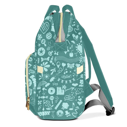 YallLocoMo Personalized Diaper Bag Backpack Lake Blue Heart (photo 3)