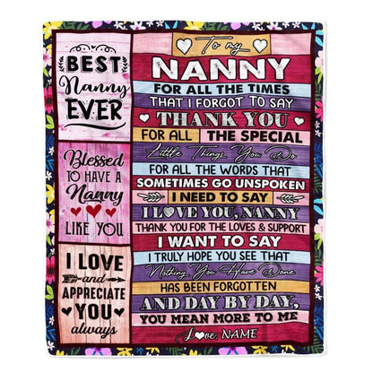 TeesNow Personalized Nanny Blanket from Kids Thank You for The Love Nanny (30 x 40 in Baby Size)