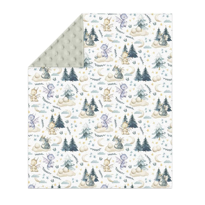 Dragon Pattern Baby Blanket | Plush Polyester Double-Layer Swaddle for Nursery & Travel