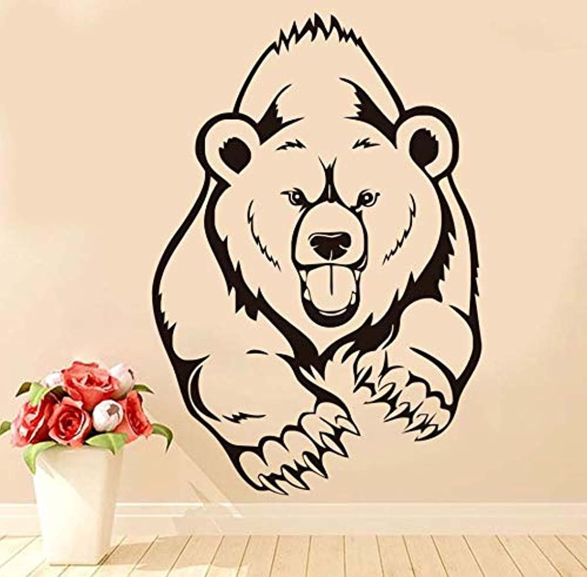 Art Sticker USA Grizzly Bear Wall Decal For Kids Rooms
