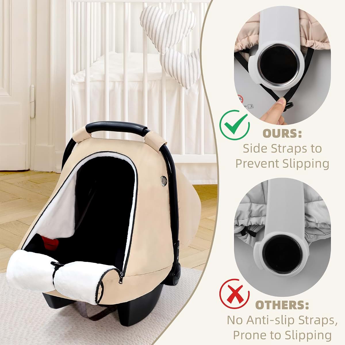SWESEN Winter Car Seat Covers for Babies, Cozy & Warm Cover, Infant Car Seat Canopy Water Resistant, Universal Cold (photo 3)