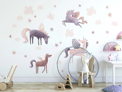 The Colors Crafter Pink Unicorn Wall Decal Set