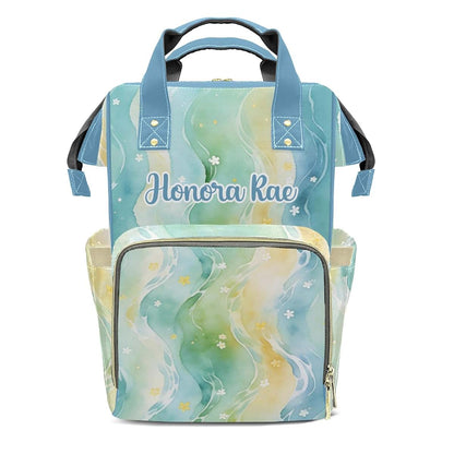 Joyestore Personalized Water Little Flower Custom Mom Bag with Name,Dad and Mom Diaper Backpack for Baby Boys