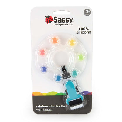 Rainbow Star Silicone Teether with Keeper for Baby Dental Use