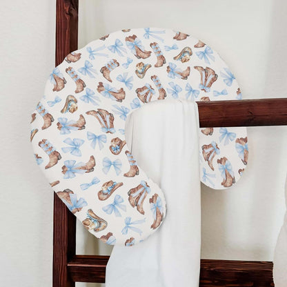 Selgkds Watercolor Blue Cowboy Boots Nursing Pillow Cover (photo 4)