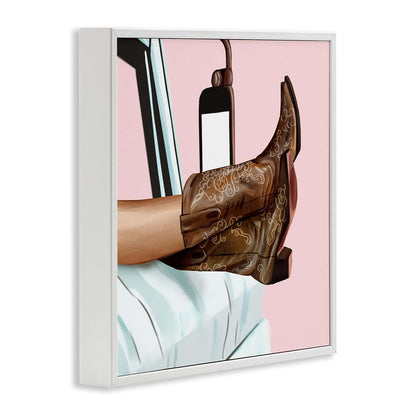 Stupell Industries Cowgirl Boots Car Southwestern Framed Giclée Print, 12x12 Inch