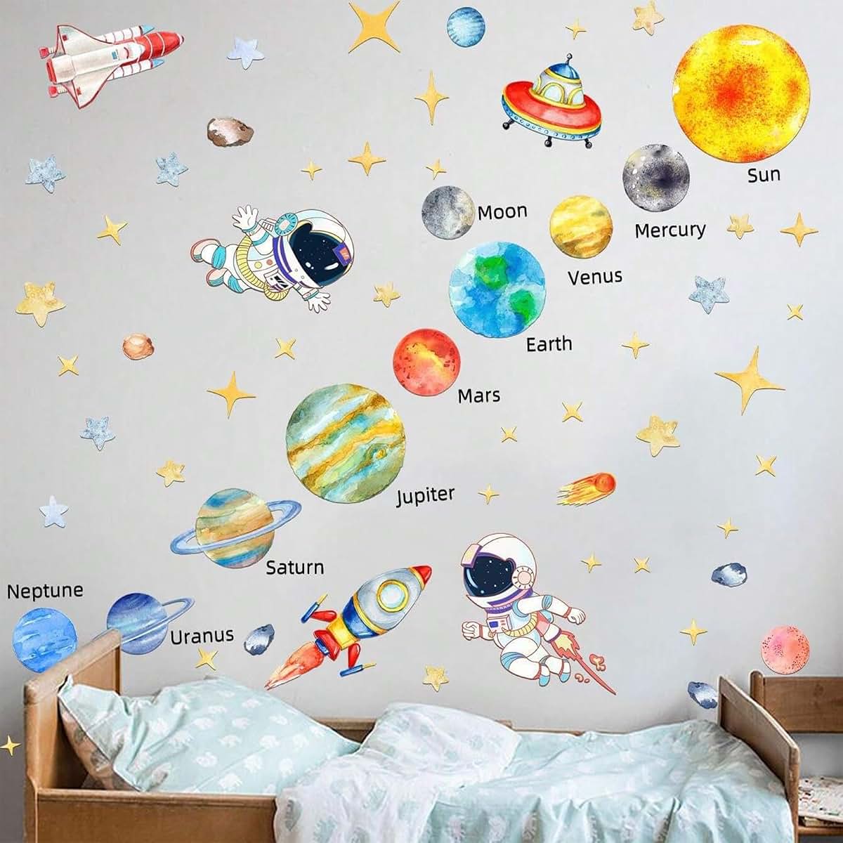 ToutoDecal Solar System Wall Decals With Planets And Astronauts