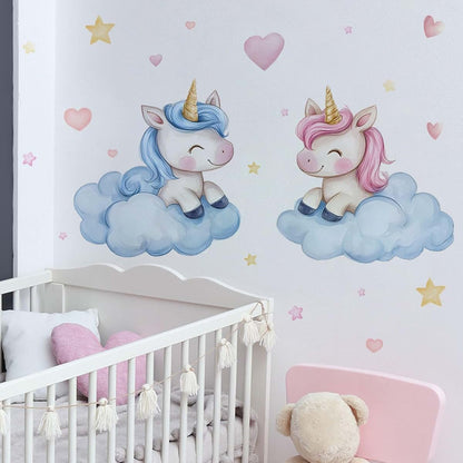 fufuquare Cartoon Pastel Unicorn Wall Stickers Nursery Decor