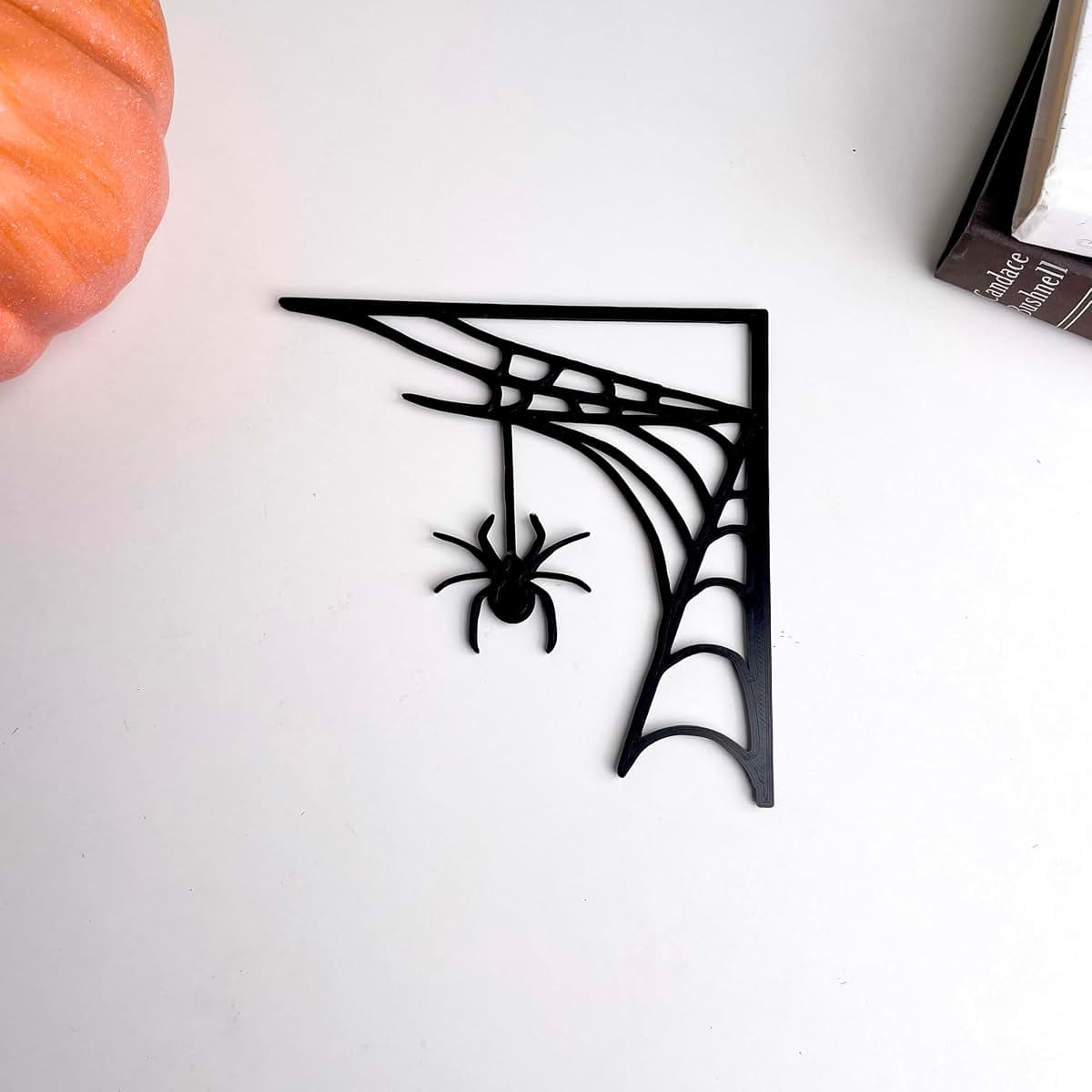 Sanmtang Halloween Spider Web Door Trim with Fake Spiders and Cobwebs, 6.25 Inch PLA Hanging Decor