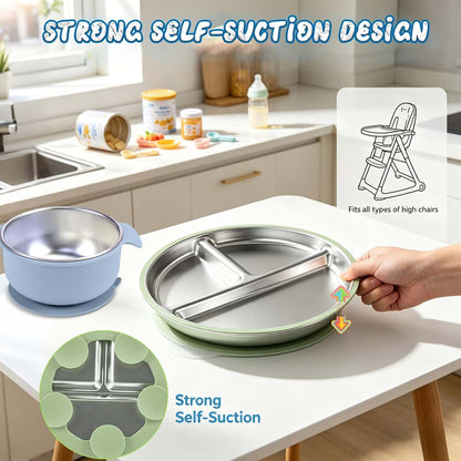 Anluomafuy 8PCS Stainless Steel & Silicone Baby Feeding Set (photo 3)