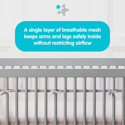 AirflowBaby Mesh Crib Liner for Full-Size Cribs, 2mm Lightweight Panels, Machine Washable, Gray
