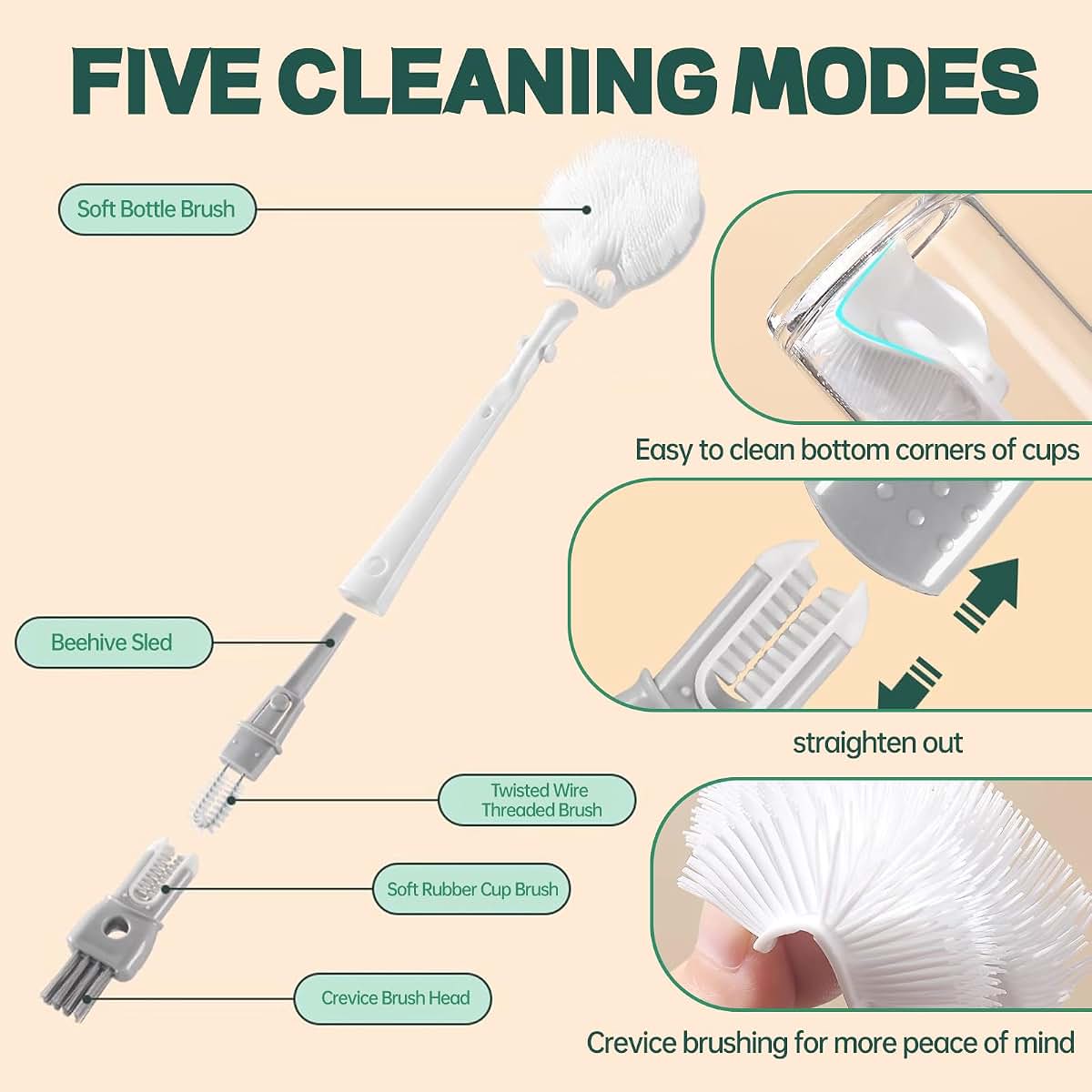 5-in-1 Water Bottle Cleaner Scrubber Brush Set