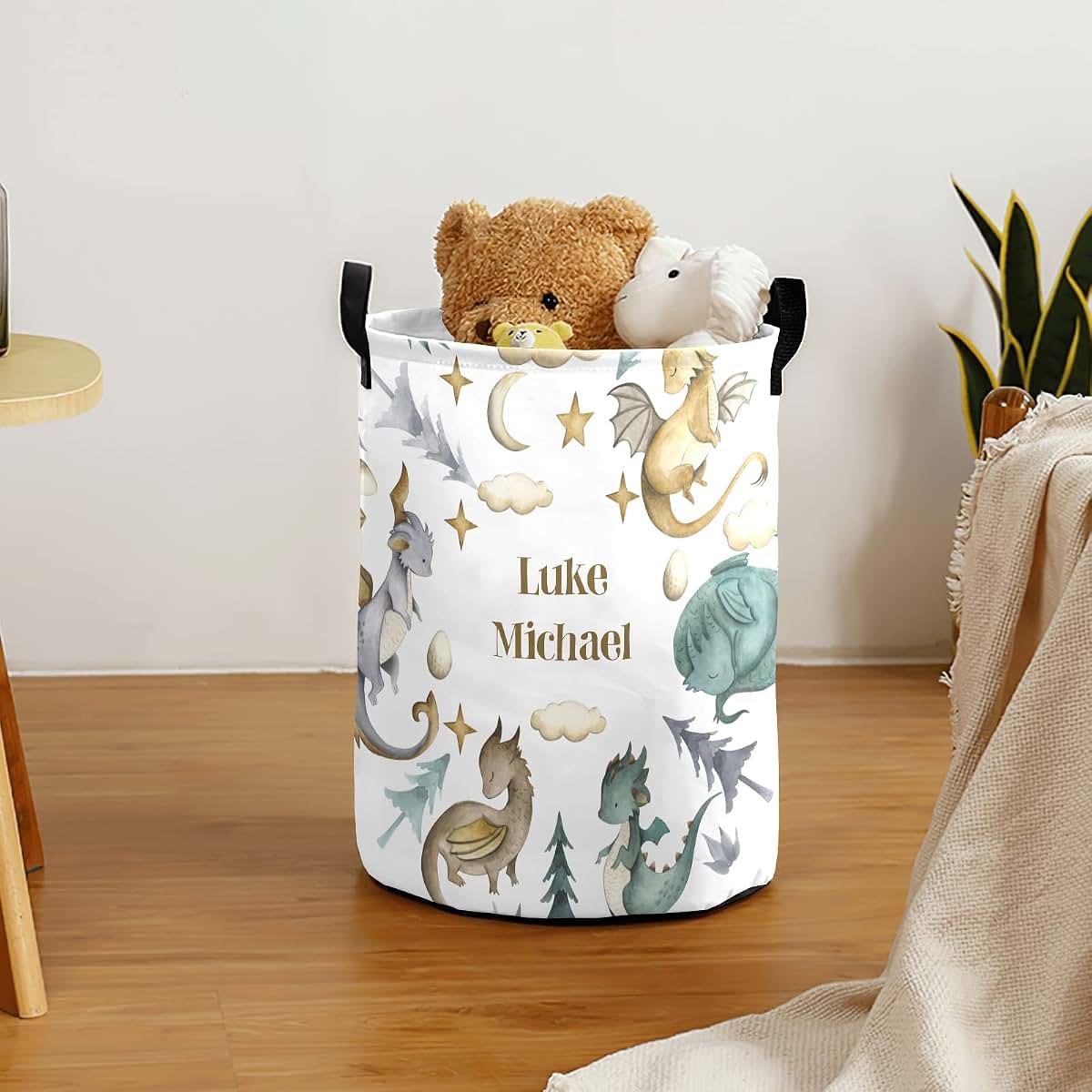 Joyestore Ancient Animals Dragon Watercolor Laundry Basket Hamper (photo 3)