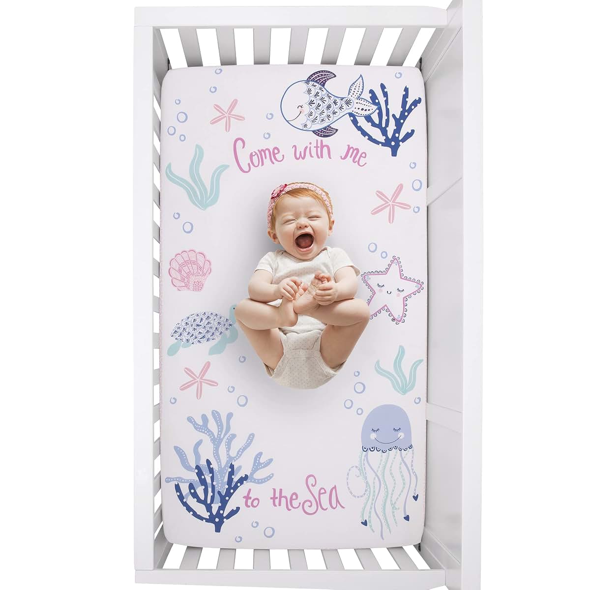 NoJo Mermaid Lagoon Fitted Crib Sheet