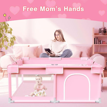 Jaobeem Pink Playpen for Toddlers - Indoor/Outdoor Activity Center