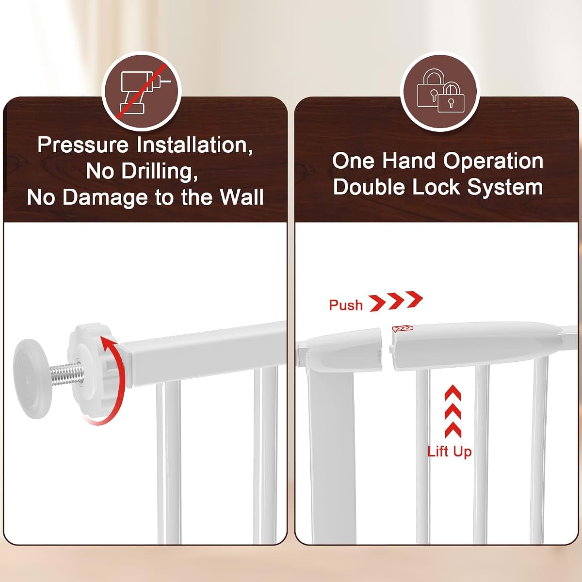 Dearbb Extra Wide Pressure Mounted Metal Baby Gate And Pet Gate (photo 4)
