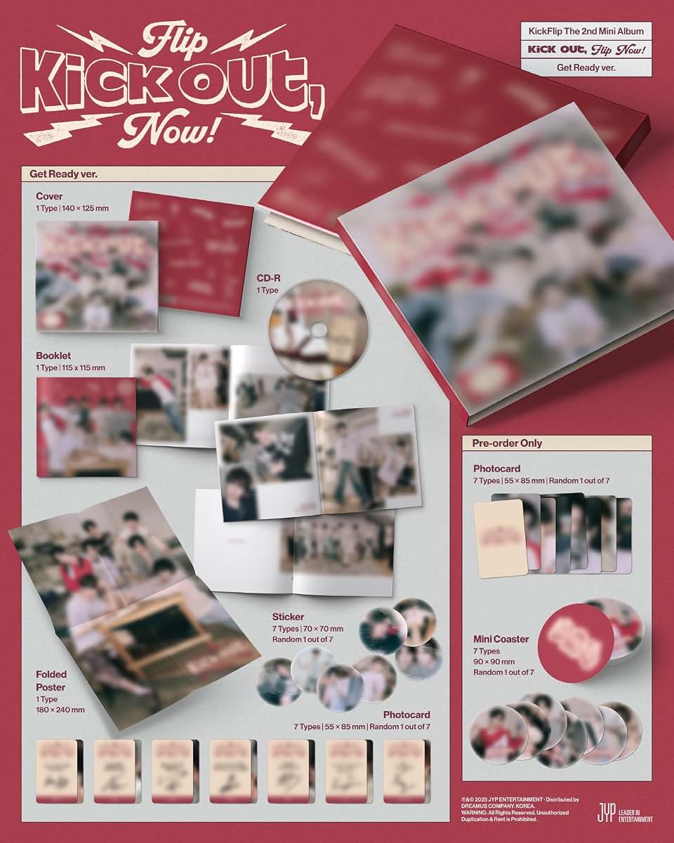 valueflag KickFlip Kick Out, Flip Now! 2nd Mini Album Digipack Get Ready Version CD+1ea Booklet+1p Folded Poster on