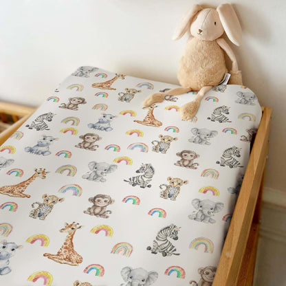 BabyOneStop Safari Jungle Animals Changing Pad Cover 32x16 Soft Polyester Fitted Sheet