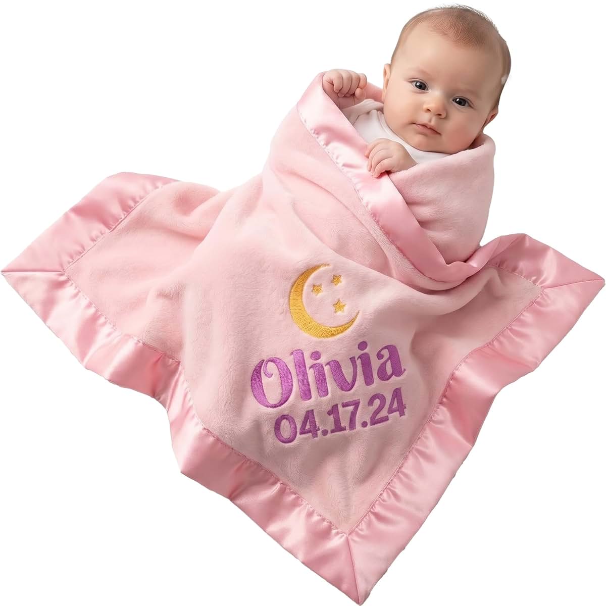 Custom Empire Shop Ships Next Day Personalized Baby Blanket with Embroidered Name - Soft Customized Baby Blanket for