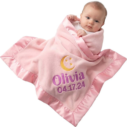 Custom Empire Shop Ships Next Day Personalized Baby Blanket with Embroidered Name - Soft Customized Baby Blanket for