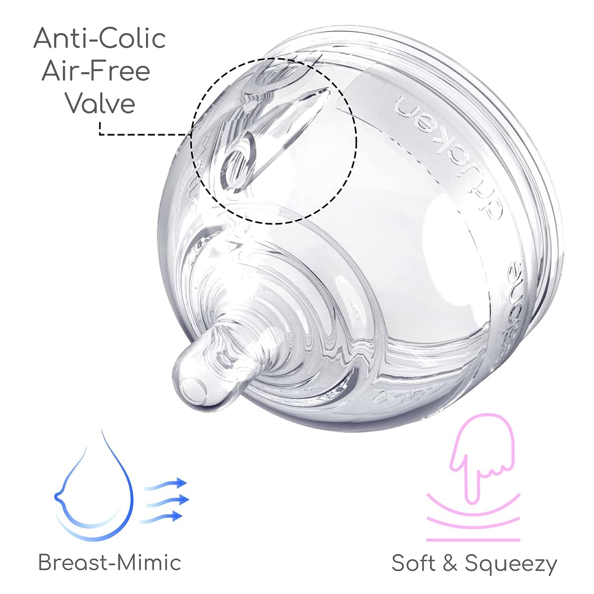 INTTERO Breast-Mimic Anti-Colic Vent Nipples, Extra Flow 3-Pack