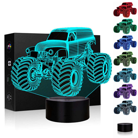 YILIUBA 3D Illusion Lamp Night Light Monster Truck Table Desk Decoration