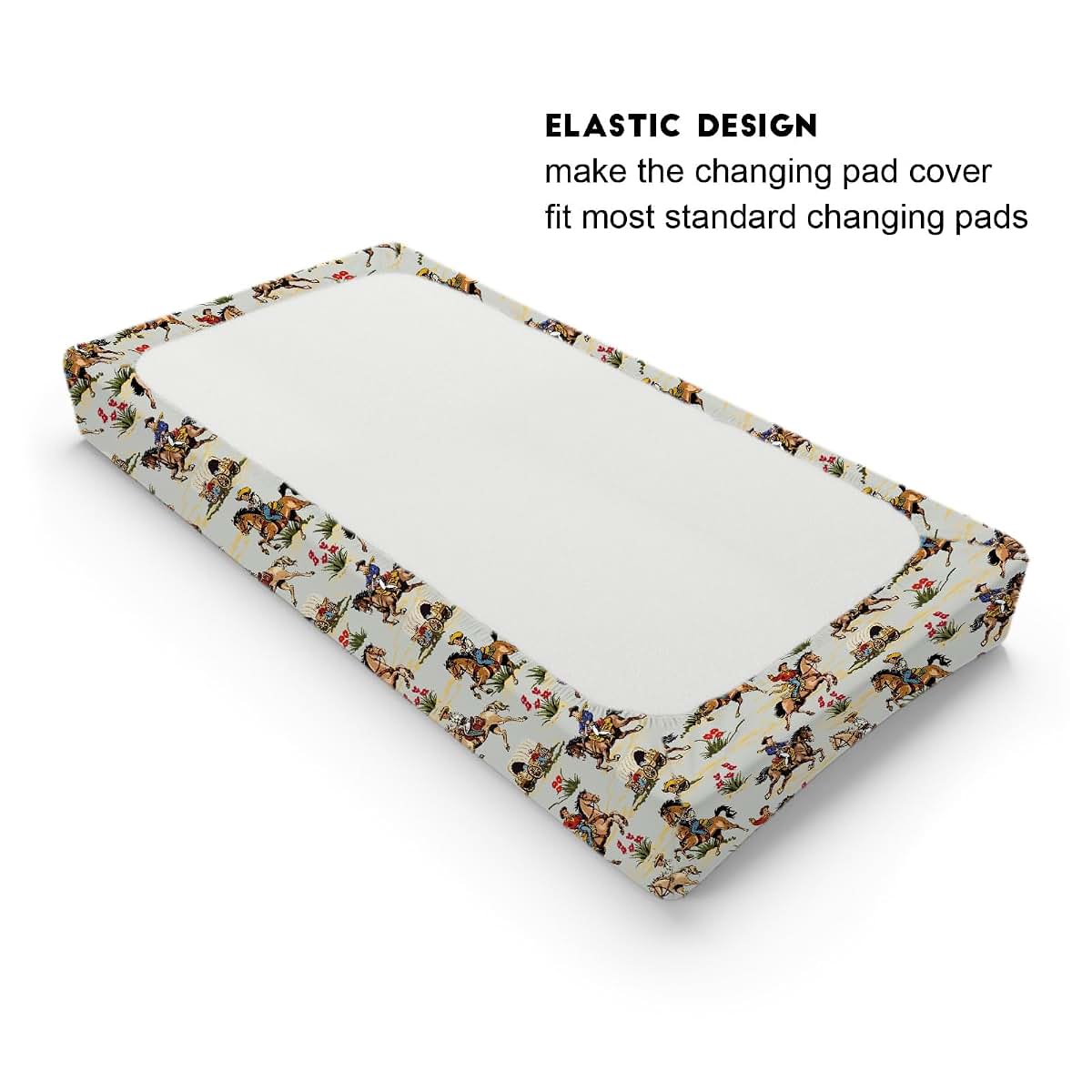 BabyOneStop Vintage Cowboy Horse Rider Baby Changing Pad Cover, 32x16 Inch Fitted Sheet