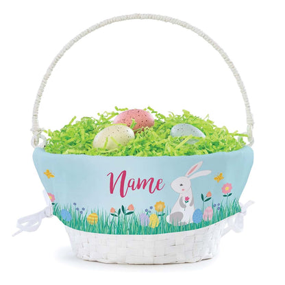 Personalized Planet Personalized Meadow Easter Egg Basket with Handle and Custom Name | Girl Bunny Easter Basket Liners (photo 3)