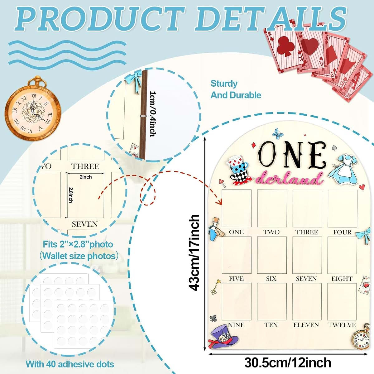 My First Year Photo Board 12 Month Wonderland Wood Board