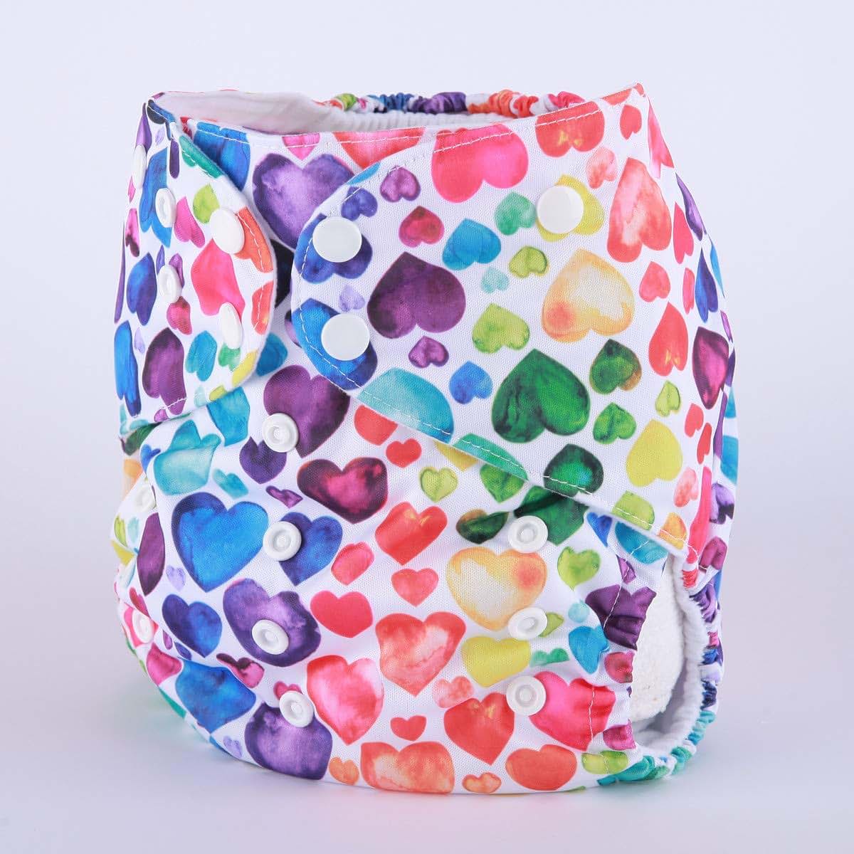 BabyOneStop Junior Big Cloth Pocket Diaper, Reusable Washable Nappy In Hearts