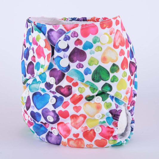 BabyOneStop Junior Big Cloth Pocket Diaper, Reusable Washable Nappy In Hearts