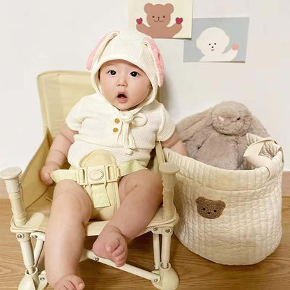 Yovslop Bear Storage Bucket Beige Cotton Basket (photo 4)