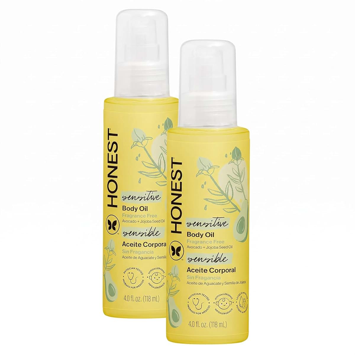 The Honest Company Fragrance-Free Moisturizing Body Oil, Pack of 2