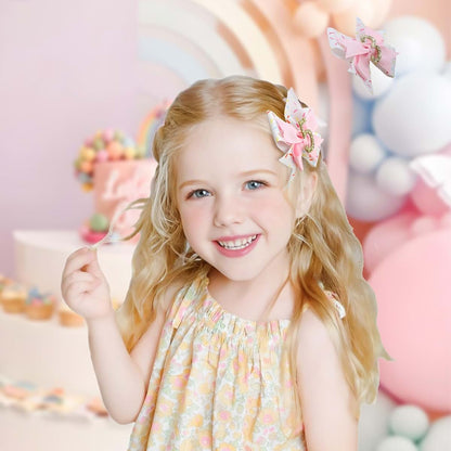 YanJie Glitter Number 5 Hair Bow Clips for Girl Birthday Accessories