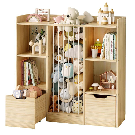 BabyOneStop Toy Storage Organizer With Stuffed Animal Zoo And Movable Drawers