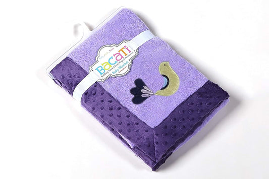 Bacati - Botanical Sanctuary Purple Multicolor Plush Blanket