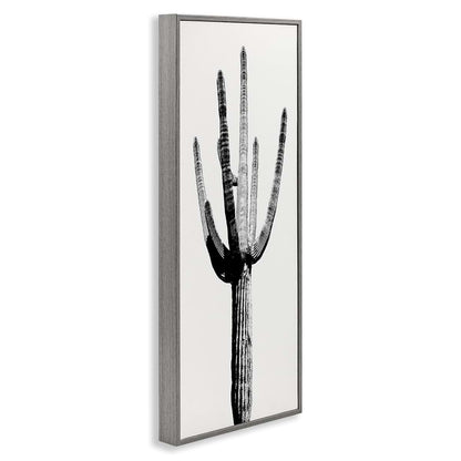 Stupell Industries Modern Grey Cactus Desert 10x24 Inch Framed Giclée Print by Mia Jensen