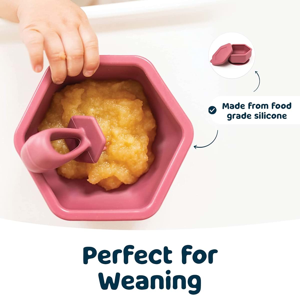 Tiny Twinkle Silicone Suction Bowl with Lid 13oz Burgundy
