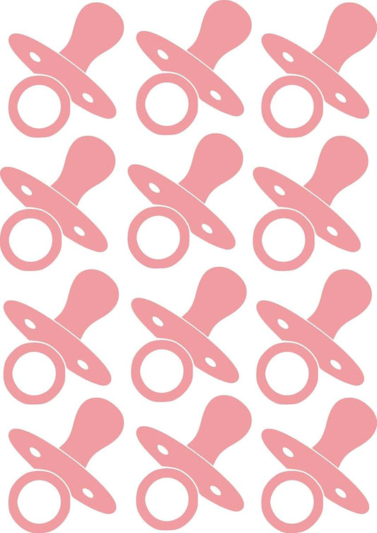 acrazyfool decals Pack of 12 Pink Baby Pacifier Stickers Vinyl Decals (2" Each) Perfect for Baby Showers, Baby Reveals